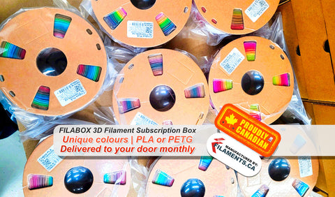 Filabox 3D Printing Filament Subscription Box in Rainbow Colors Made in Canada by Filaments.ca